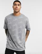 The Couture Club Repeat Signature Print T-shirt In Gray-grey