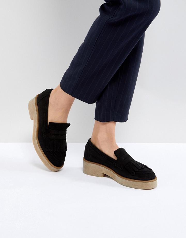 Asos Maze Suede Flat Shoes - Black