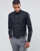 Number Eight Savile Row Skinny Smart Shirt With Point Collar - Black