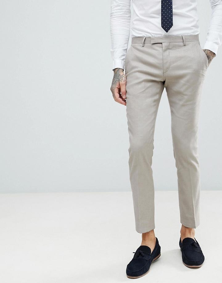 Twisted Tailor Super Skinny Suit In Stone Linen - Stone