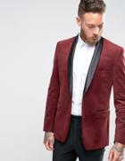 Farah Keeling Velvet Blazer - Red