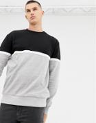New Look Color Block Sweatshirt In Black - Black