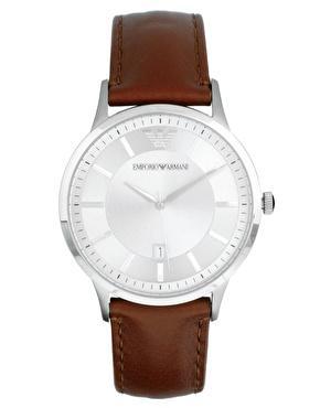 Emporio Armani Tan Leather Strap Watch Ar2463 - Brown