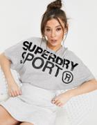 Superdry Sport Loose Fit Logo T-shirt In Gray-grey