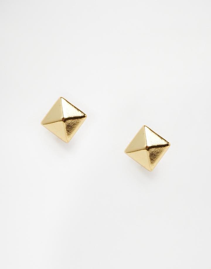 Pilgrim Pyramid Stud Earrings - Gold Plated