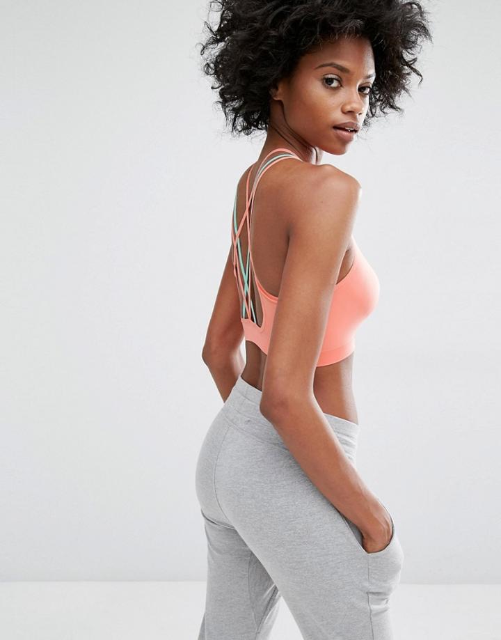 Noisy May Strappy Back Crop Top - Neon Peach