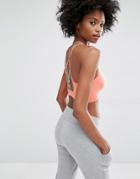 Noisy May Strappy Back Crop Top - Neon Peach