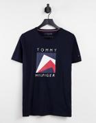Tommy Hilfiger Corp Apex Logo Print T-shirt In Navy