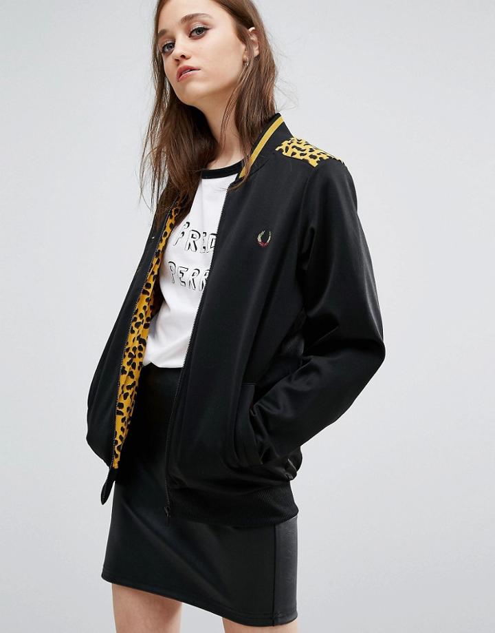 Fred Perry Bella Freud Leopard Yoke Track Jacket - Black