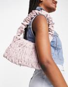 Asos Design Ruching Shoulder Bag In Blush-pink