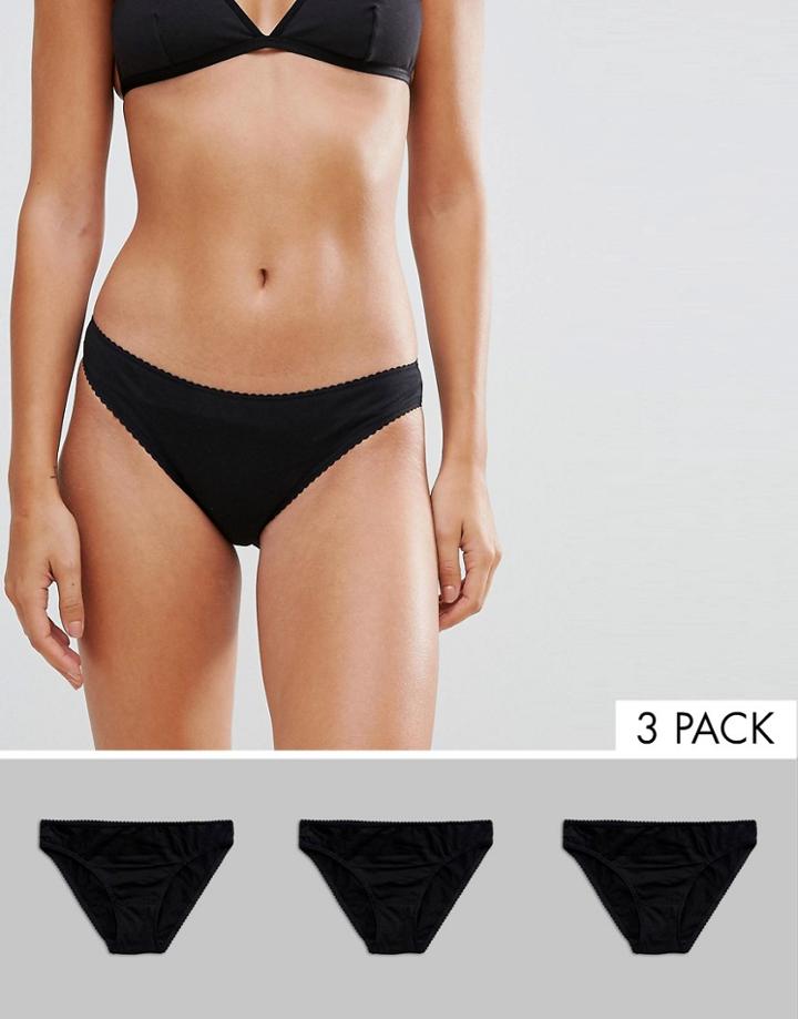 Asos 3 Pack Brazilian Pants In 100% Cotton - Black