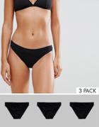 Asos 3 Pack Brazilian Pants In 100% Cotton - Black
