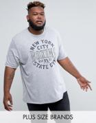 Jacamo Plus T-shirt With State Print In Gray Marl - Gray