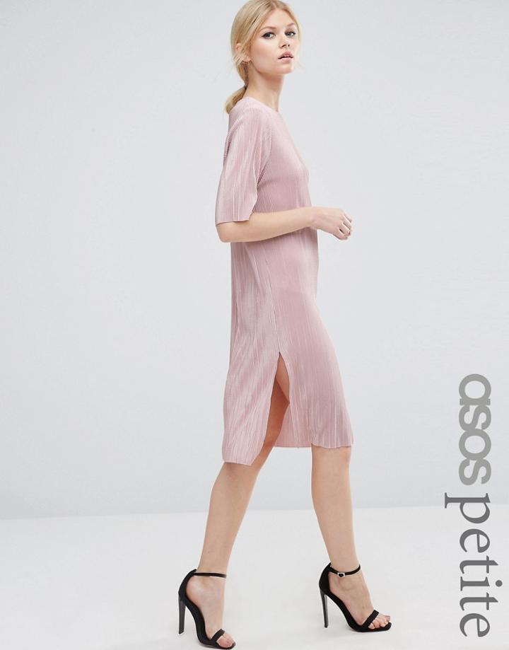 Asos Petite Pliss T-shirt Dress - Pink