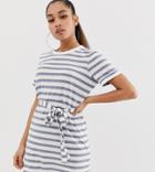 Asos Design Petite Mini T-shirt Dress In Bold Stripe With Belt - Multi