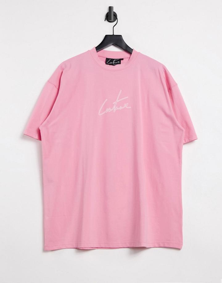 The Couture Club Outline Logo Oversized T-shirt Dress-pink