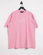 The Couture Club Outline Logo Oversized T-shirt Dress-pink
