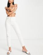 Topshop Straight Cotton Jean In Off White - White