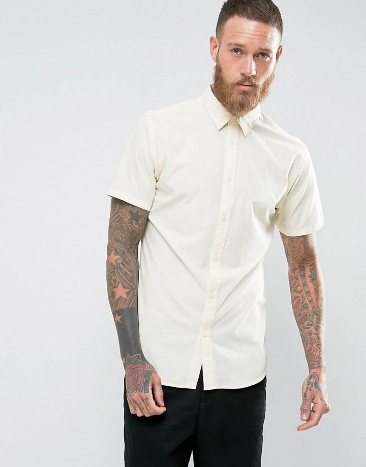 Selected Homme Short Sleeve Shirt In Slim Fit - White
