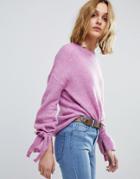 Vero Moda Sweater With Tie Sleeves - Pink