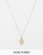 Pilgrim Hamsa Hand Pendant Necklace - Gold