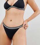 Free Society Exclusive Tape Bikini Bottom In Black And White-multi