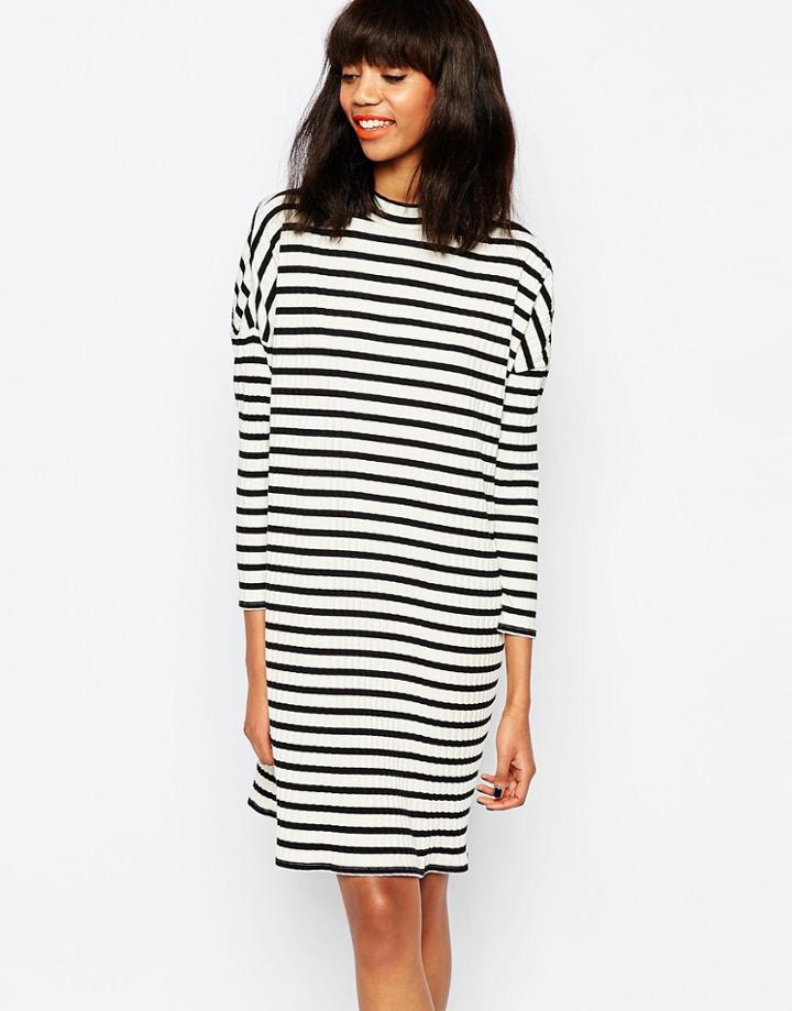 Monki Stripe Ribbed Dress - Multi