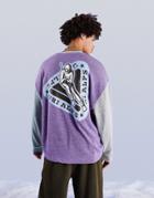 Asos Design Oversized Long Sleeve T-shirt In Purple Color Block With Back Print