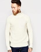 Asos Lambswool Roll Neck Sweater With Horizontal Rib - Ercu