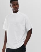 Asos Design Oversized T-shirt With Seam Detail & Turtleneck In White - White