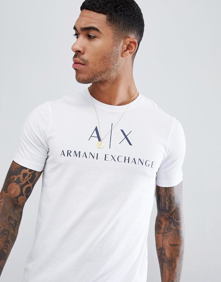 Armani Exchange Basic Logo T-shirt In White - White