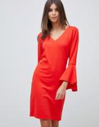 Vila Fluted Sleeve Mini Dress In Red