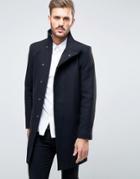 Only & Sons Asymmetric Overcoat - Black