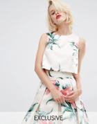 Horrockses Betty Co-ord Crop Top In Lily Print - Nude Lily Print