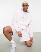 Asos Design Oversized Hoodie In Washed Lilac Cotton With Text Print - Purple - Part Of A Set