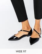 Asos Lead The Way Wide Fit Pointed Ballet Flats - Black