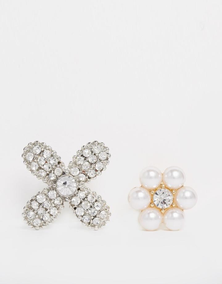 Asos Pack Of 2 Pearl Brooches - Cream