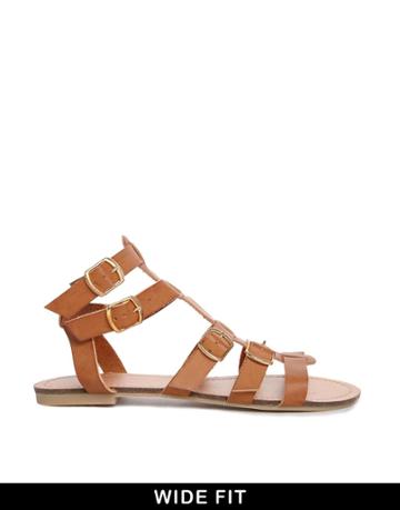 New Look Wide Fit Multi Strap Hickery Gladiator Flat Sandals