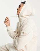 Adidas Originals 'trefoil Linear' Hoodie In Beige With Arm Patch-neutral