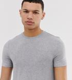 Asos Design Tall Muscle Fit T-shirt With Crew Neck In Gray Marl