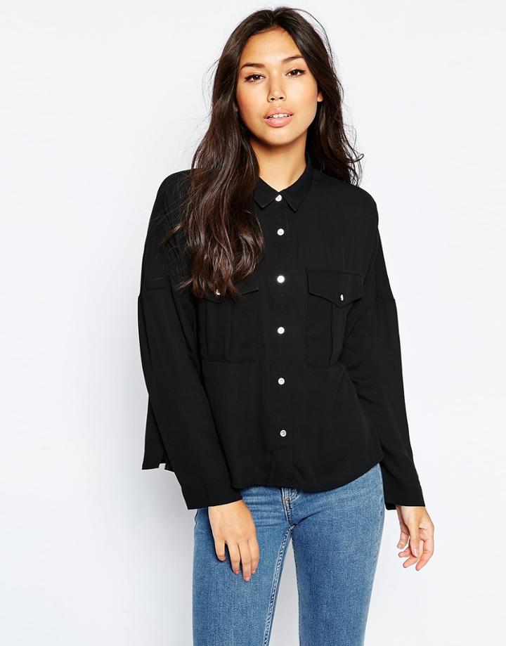 Vero Moda Utility Shirt With Pocket Detail - Black