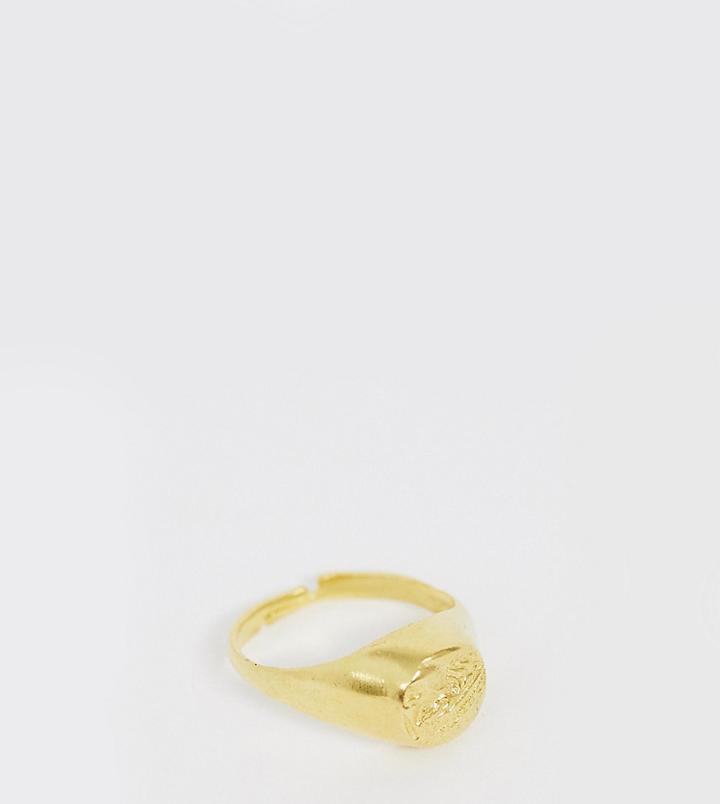 Ottoman Hands Gold Plated Coin Adjustable Signet Ring - Gold