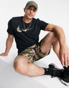 Nike Training Dri-fit Camo Swoosh T-shirt In Black