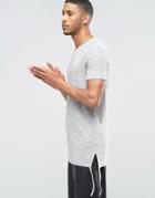Asos Super Longline Muscle T-shirt In Textured Waffle With Shaped Hem And Ties - Gray