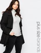 Brave Soul Plus Belted Trench - Black