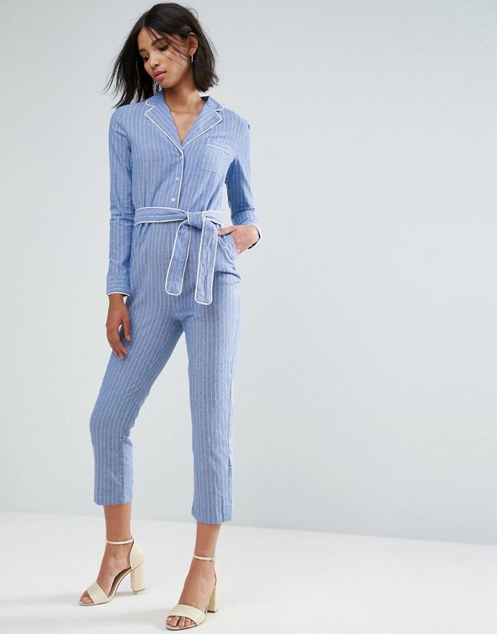 Unique21 Waist Tie Jumpsuit - Blue