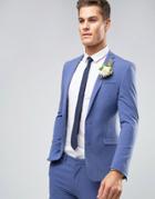 Asos Wedding Super Skinny Suit Jacket In Deep Blue - Blue