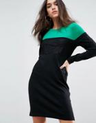Asos Knitted Mini Dress In Color Block With Lace - Multi