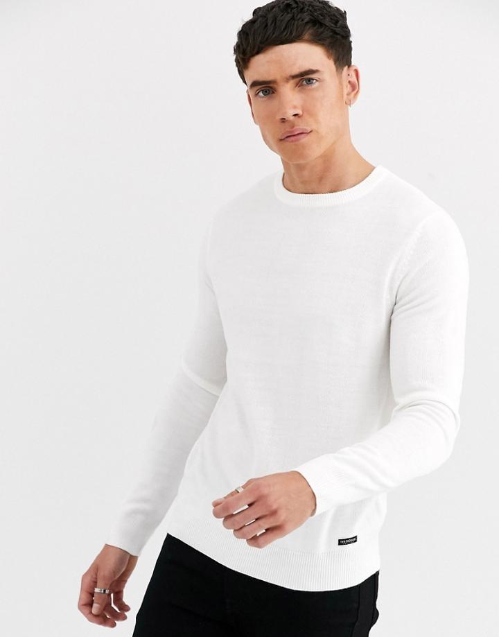 Threadbare Soft Touch Crew Neck Sweater In White
