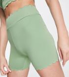 South Beach Polyester Legging Shorts With Scallop Edge In Olive-green